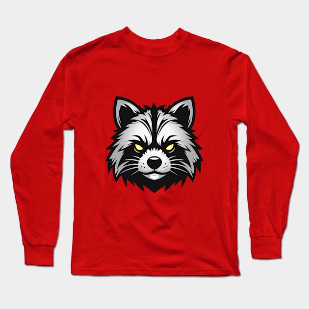 Raccoon head logo Long Sleeve T-Shirt by Cripta Art